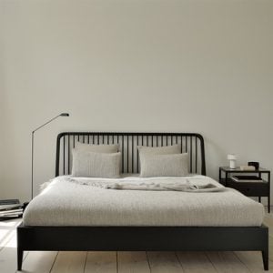 Ethnicraft Oak Spindle Black Bed euro king 160 x 200 add slatted baseyes please | Bed Sava
