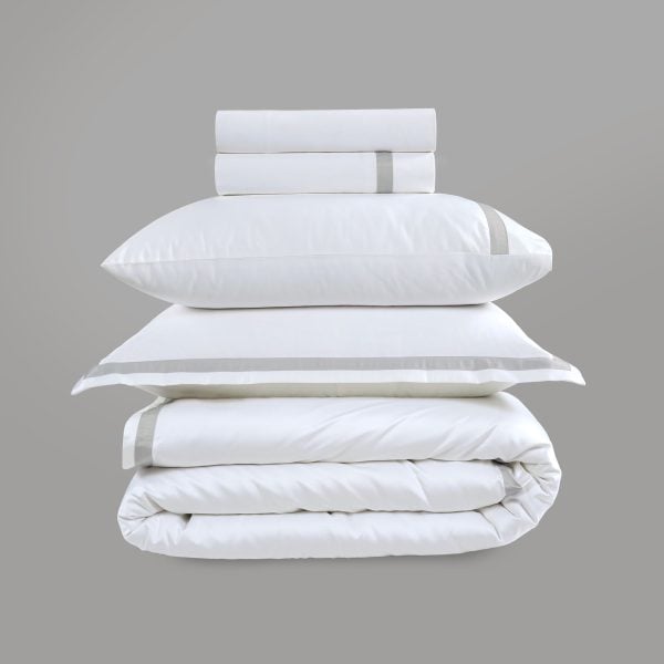 800 Thread Count Egyptian Cotton Heiress Bedding Set  White and Lunar Grey Single  White and Lunar Grey | Bed Sava