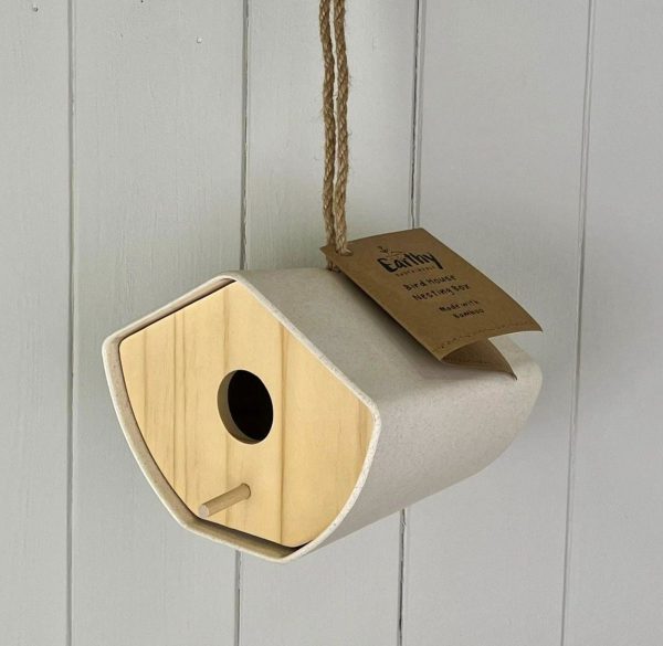 Earthy Natural Bamboo Japandi Birdhouse 16cm | Bed Sava