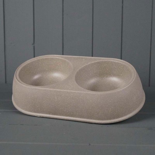 Earthy Large Duo Pet Bowl Made with Straw 31x18cm | Bed Sava
