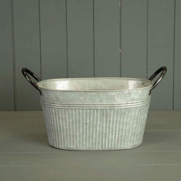 Ribbed Zinc Oval Planter 28cm | Bed Sava
