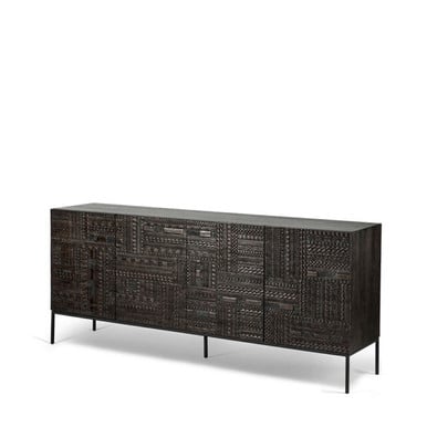 Ethnicraft Carved Off Black Sideboard Tabwa 200 cm
