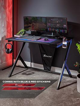 X Rocker Ocelot Gaming Desk With Red/Blue Stickers