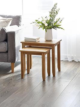 Julian Bowen Mallory Ready Assembled Solid Oak/Oak Veneer Nest Of 2 Tables