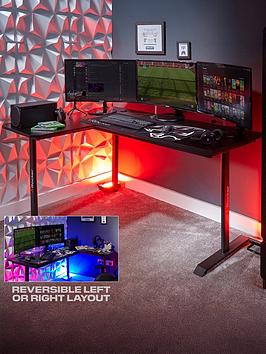 X Rocker Panther Xl Reversible Corner Sports Gaming Desk - Carbon Black
