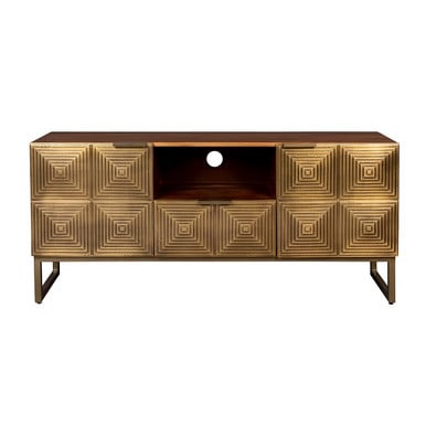 Art Deco Brass & Dark Wood Sideboard - Volan