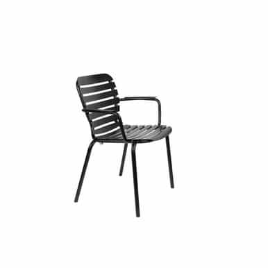 Jet Black Aluminium Pair of 2 Outdoor Armchairs - Vondel