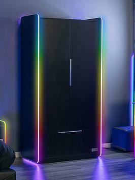 X Rocker Electra 2 Door, 1 Drawer Wardrobe With Neo Motion App Lighting Control
