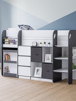 Julian Bowen Saturn Mid Sleeper Bed With Desk, Drawers And Shelving - Anthracite