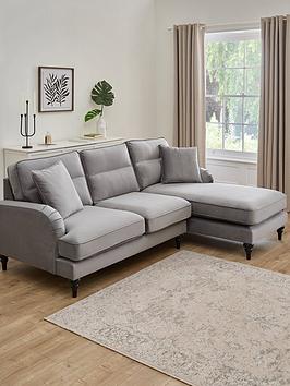 Very Home Victoria Right Hand Fabric 3 Seater Chaise Sofa - Grey - Fsc&Reg; Certified