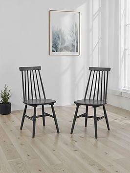 Julian Bowen Set Of 2 Alassio Spindle Back Dining Chairs - Black
