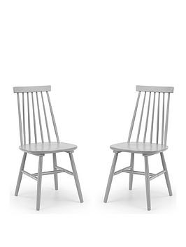 Julian Bowen Set Of 2 Alassio Spindle Back Dining Chairs - Grey