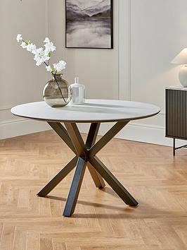 Very Home Arabella 120 Cm Ceramic Round Dining Table - Black/White - Fsc&Reg; Certified