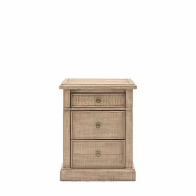 Gallery Direct Vancouver Natural Oak 3 Drawer Bedside 520x450x650