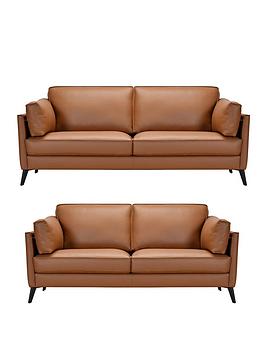 Very Home New Sasha 3 + 2 Seater Leather Sofa Set (Buy &Amp; Save!) - Tan