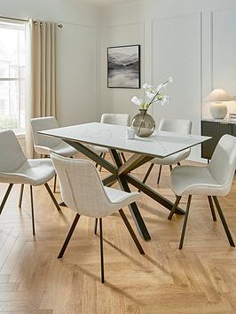 Very Home Arabella 160 Cm Rectangle Ceramic Top Dining Table + 6 Arabella Chairs - Black/White/Grey - Fsc&Reg; Certified