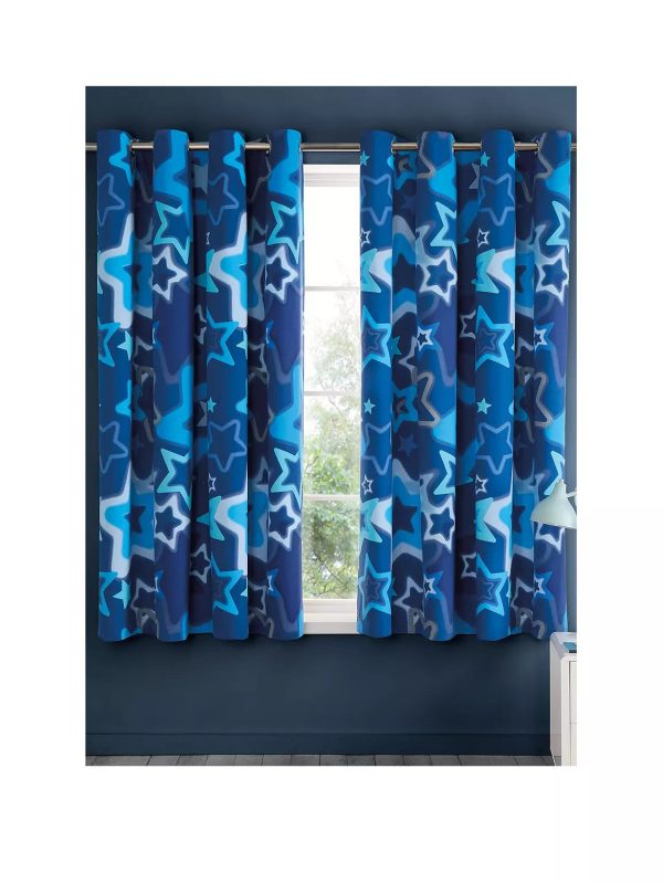 Catherine Lansfield Ombre Stars Fully Reversible Eyelet Curtains Two Panels | Bed Sava