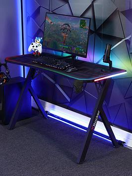 X Rocker Lumio Compact Gaming Desk With 3 Sided App-Controlled Led Lighting