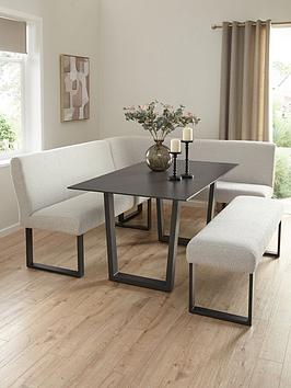 Very Home Nevada 160 Cm Long Dining Table + Corner Seat And Bench Dining Set - Black/Cream - Fsc&Reg; Certified