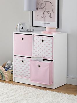 Very Home 4 Cube Storage Unit With Boxes - Pink/Hearts - Fsc&Reg; Certified