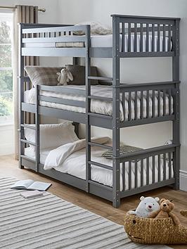Very Home Novara White Triple Bunk Bed With Mattress Options (Buy &Amp; Save!) - Grey - Fsc&Reg; Certified - Bed Frame With Standard Mattress