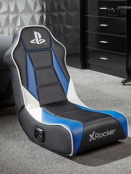 X Rocker Officiall Playstation Geist 2.0 Floor Rocker Gaming Chair - Black /Blue