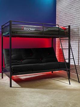 X Rocker Stronghold High Sleeper Bed With Double Futon Cushion And Mattress Option (Buy &Amp; Save!) - Bed Frame Only