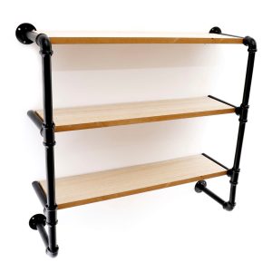 Black Pipe  Wooden Shelves 58cm | Bed Sava
