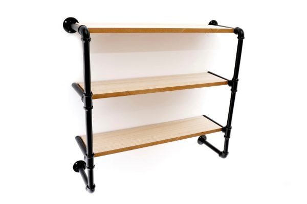 Black Pipe  Wooden Shelves 58cm | Bed Sava