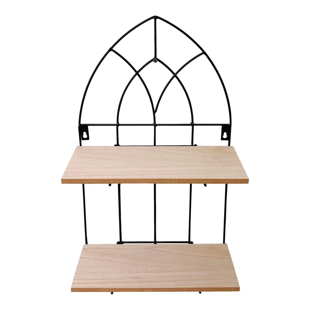 Black Metal Arch with 2 Wooden Shelves | Bed Sava