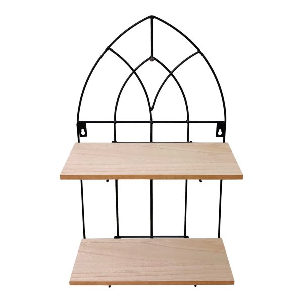 Black Metal Arch with 2 Wooden Shelves | Bed Sava