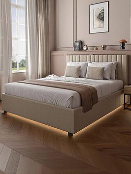 Xr Living Maisie Velvet Ottoman Bed With Underbed Lighting