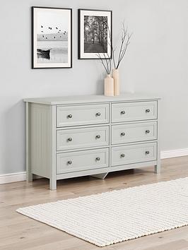 Julian Bowen Maine 6 Drawer Wide Chest - Dove Grey