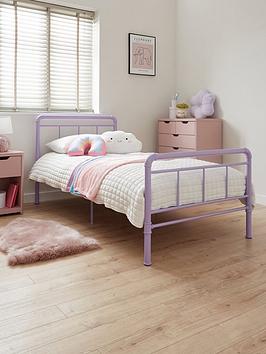 Very Home Freddie Children'S Metal Single Bed Frame With Mattress Options (Buy &Amp; Save!) - Lilac - Bed Frame With Standard Mattress