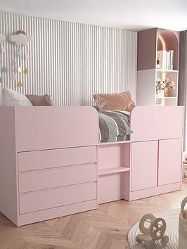 Very Home Bailey Mid Sleeper Bed With Mattress Options (Buy &Amp; Save) - Pink - Bed Frame With Premium Mattress