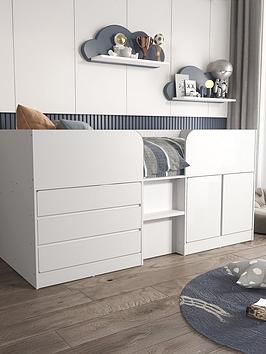 Very Home Bailey Mid Sleeper Bed With Mattress Options (Buy &Amp; Save) - White - Bed Frame Only