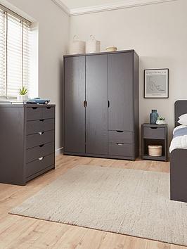 Very Home Aspen 3 Piece Package - 3 Door, 2 Drawer Wardrobe, 4 + 2 Chest And Bedside Table - Dark Grey