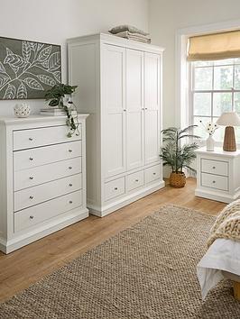 Very Home Hanna 4 Piece Bedroom Set - 3 Door Wardrobe, 5 Drawer Chest Plus 2 Bedside Chests - White