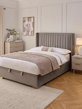 Very Home Kingston Velvet Lift Up Bed With Mattress Options (Buy &Amp; Save!) - Grey - Bed Frame Only