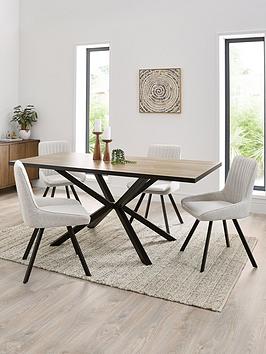 Very Home Oslo 180Cm Rectangular Dining Table &Amp; 4 Marlow Boucle Chairs - Fsc&Reg; Certified