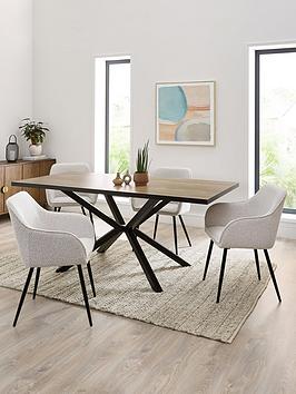 Very Home Oslo 180Cm Rectangular Dining Table &Amp; 4 Alisha Boucle Chairs - Fsc&Reg; Certified