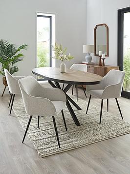 Very Home Oslo Extending 160-200Cm Dining Table &Amp; 4 Alisha Boucle Chairs