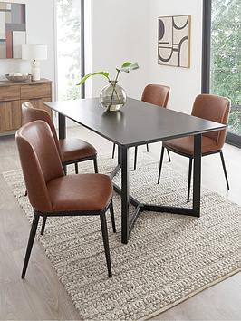 Very Home Ari 150Cm Dining Table &Amp; 4 Willow Chairs In Faux Leather - Fsc&Reg; Certified