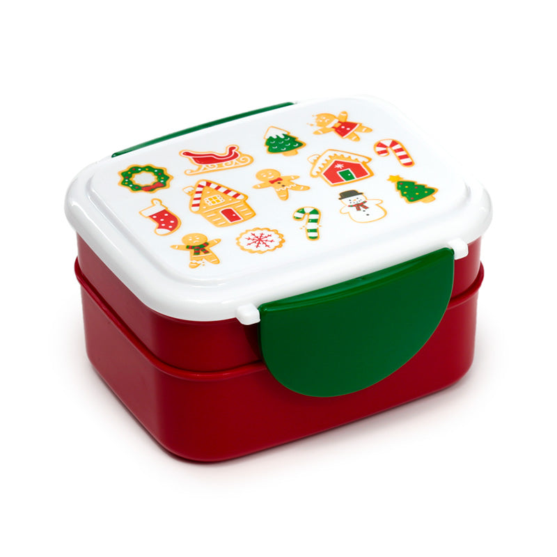Bento Clip Lock Lunch Box with Cutlery  Christmas Baker Street Gingerbread | Bed Sava