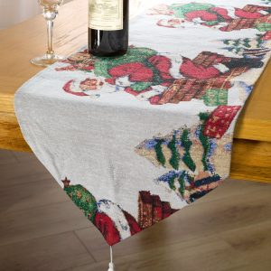 Santa Chimney  Christmas Tapestry Table Runner | Bed Sava