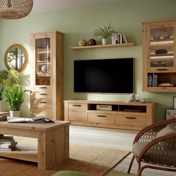 Corona 2 Drawer 1 Door Coffee TV Unit in Artisan Oak | Bed Sava