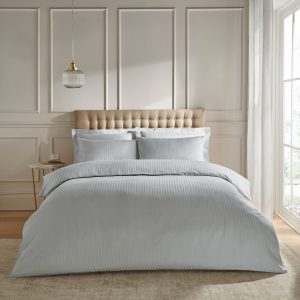 Catherine Lansfield 300 Thread Count Satin StripeFitted Sheet | Bed Sava