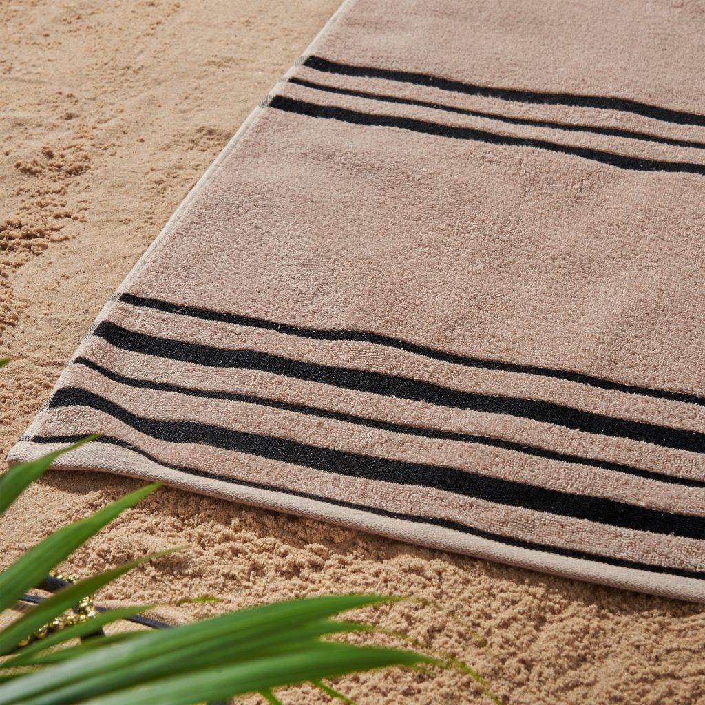 Catherine Lansfield Banded Stripe Cotton Beach Towel Pair