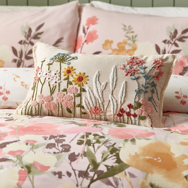 Catherine Lansfield Countryside Floral Embellished Cushion | Bed Sava