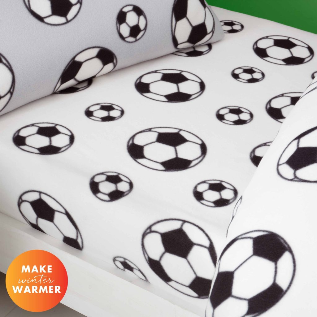 Catherine Lansfield Cosy Football Fleece Fitted Sheet | Bed Sava